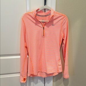 Nike Pink and White Long Sleeve Fitted Polo
